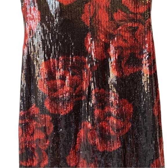 Connected Apparel Black and Red Sequin Midi Dress - Picture 6 of 11